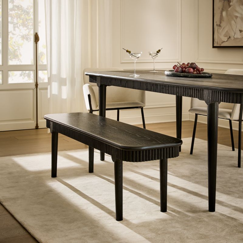 Providence 57" Black Ebonized Oak Dining Bench - image 3 of 7