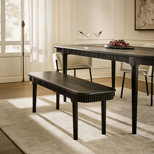 Providence 57" Black Ebonized Oak Dining Bench