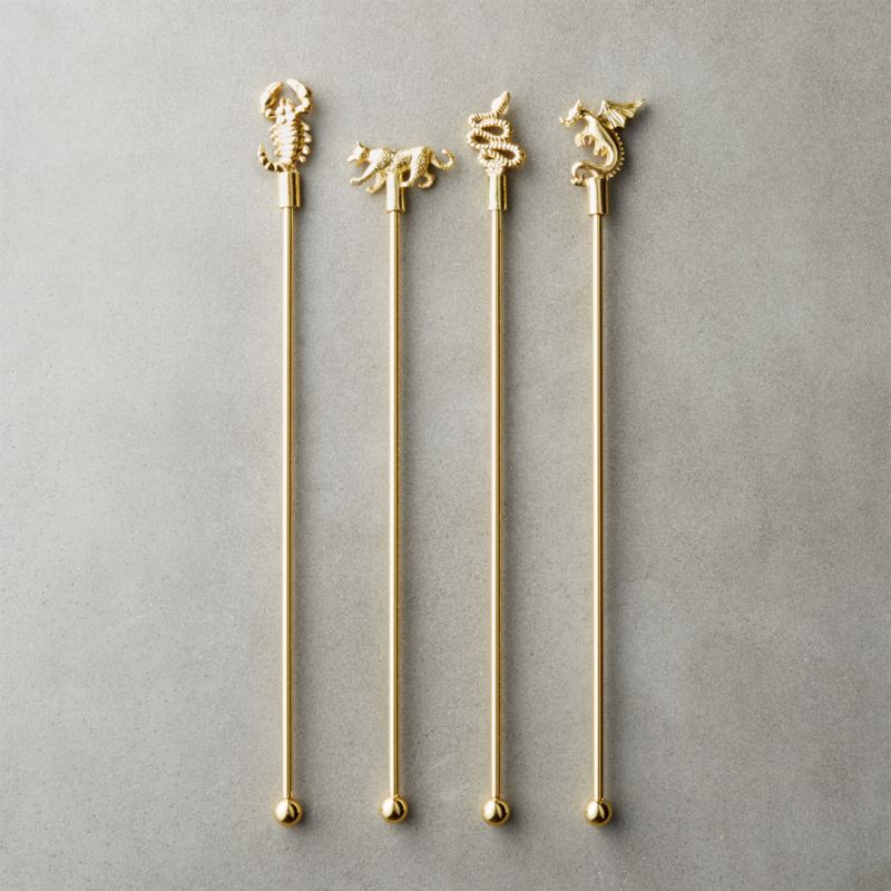 Prowl Gold Cocktail Stirrers Set of 4 + Reviews CB2