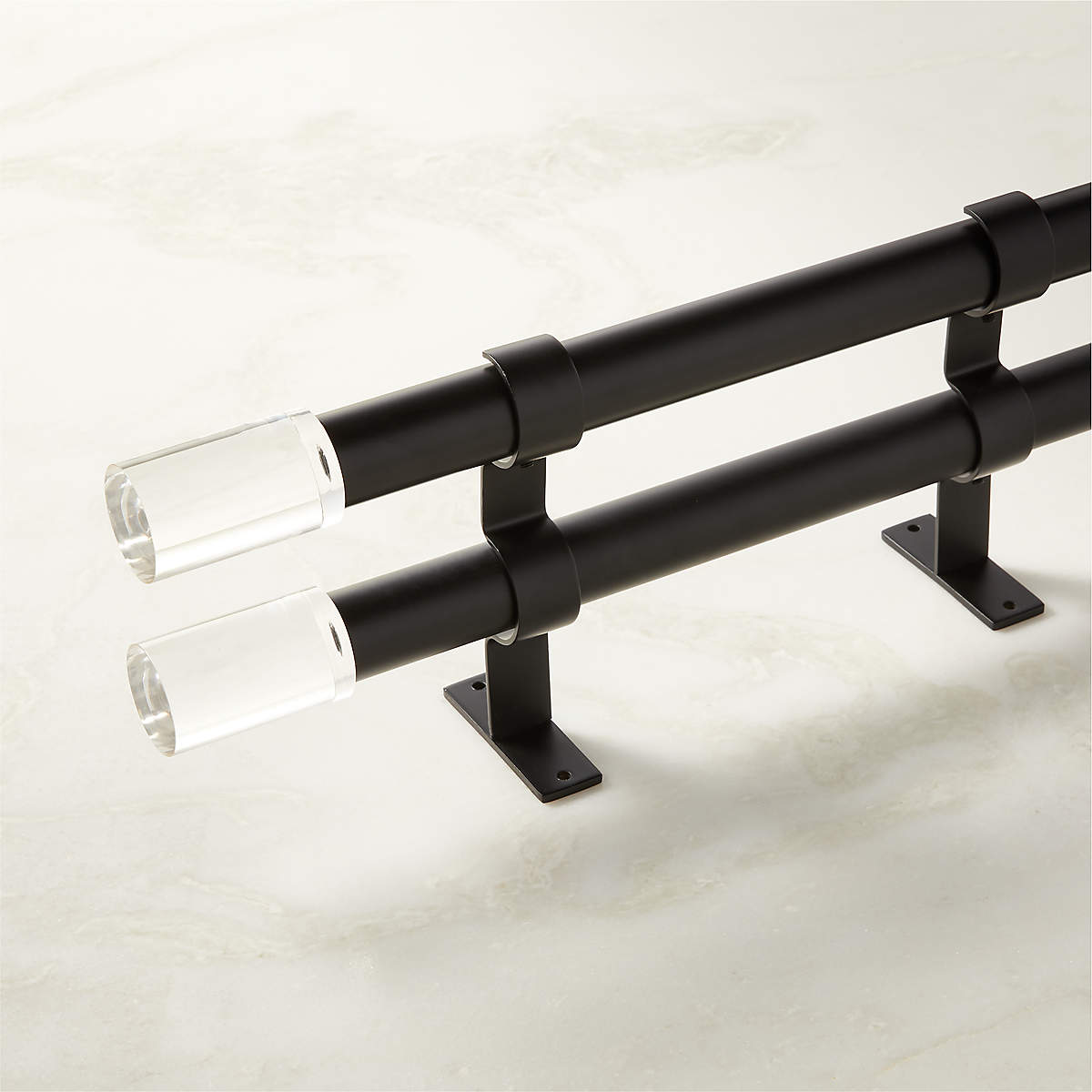 Porter Matte Black Double Curtain Rod with Acyrlic Finial 88"120"x1.25