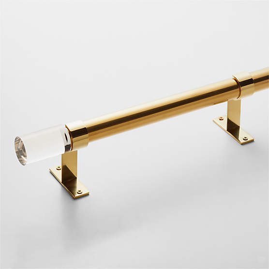 Porter Single Polished Brass Curtain Rod with Acrylic Finial 44"-88"x1.25"