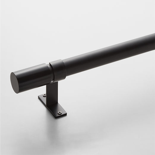 Porter Single Matte Black Curtain Rod 28"-48"x1.25"