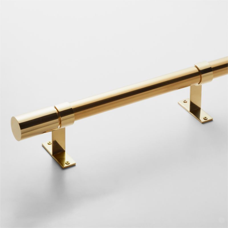 Porter Single Polished Brass Curtain Rod 88"-120"x1.25" - image 0 of 4