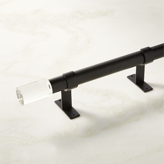 Porter Single Matte Black Curtain Rod with Acrylic Finial 28"-48"x1.25"