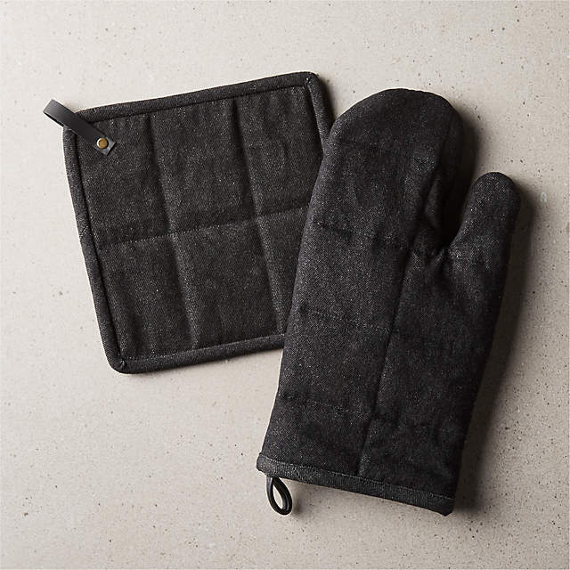 Home & Living Chambray Hand Oven Mitts Linens etna.com.pe