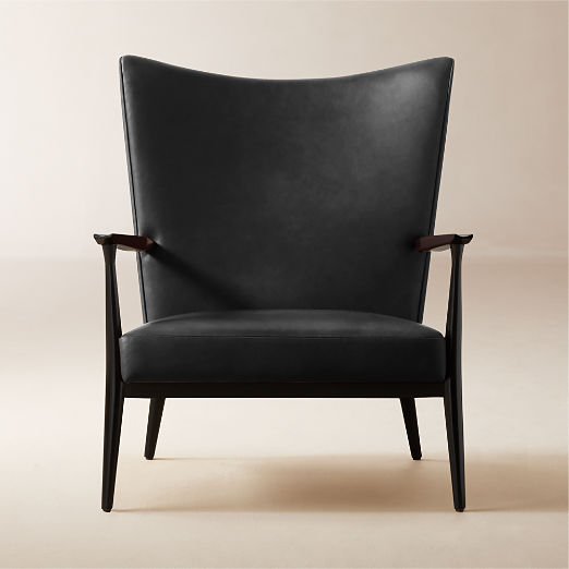 Pull-Up Bello Black Leather Lounge Chair by Paul McCobb