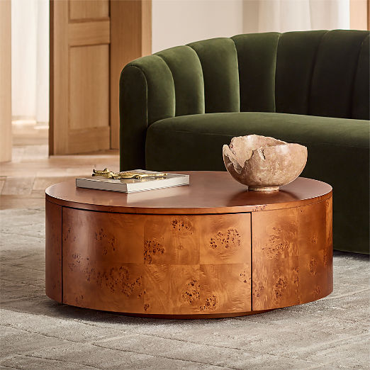 Purl 36" Burl Wood Rotating Coffee Table