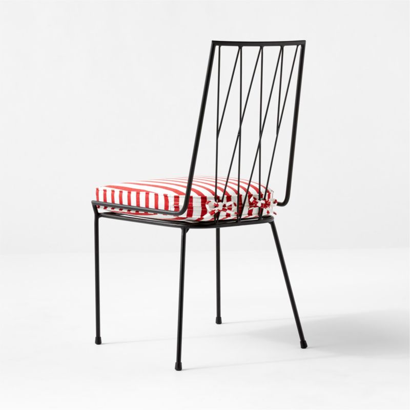 Pavilion Black Armless Outdoor Patio Dining Chair with Striped Sunbrella Cushion Model 6150 by Paul McCobb - image 6 of 8