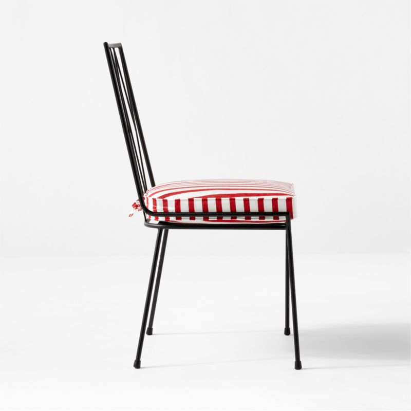 Pavilion Black Armless Outdoor Patio Dining Chair with Striped Sunbrella Cushion Model 6150 by Paul McCobb - image 5 of 8