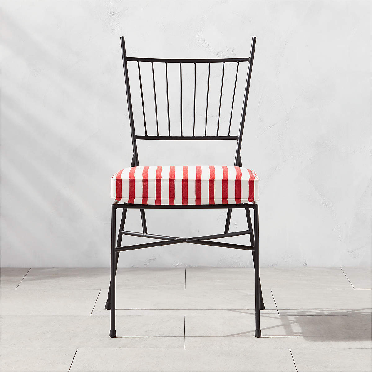 Pavilion Black Armless Modern Outdoor Dining Chair with Striped