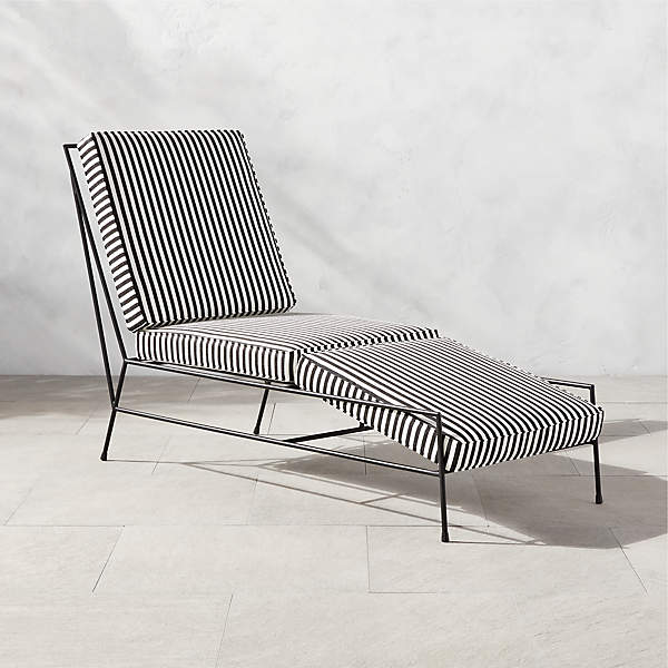 wandelen toonhoogte scherm Pavilion Black Outdoor Patio Chaise Lounge Chair with Striped Sunbrella  Cushion Model 6530 | CB2