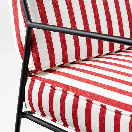 Pavilion Black Metal Outdoor Lounge Chair with Striped Cushion Model 6471 by Paul McCobb