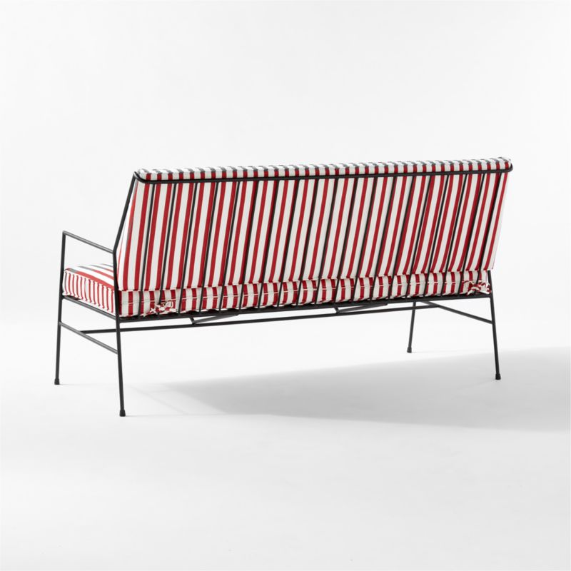 Pavilion Black Metal Outdoor Sofa with Striped Sunbrella Cushions Model 6490 by Paul McCobb - image 6 of 8