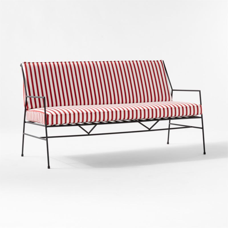 Pavilion Black Metal Outdoor Sofa with Striped Sunbrella Cushions Model 6490 by Paul McCobb - image 4 of 8