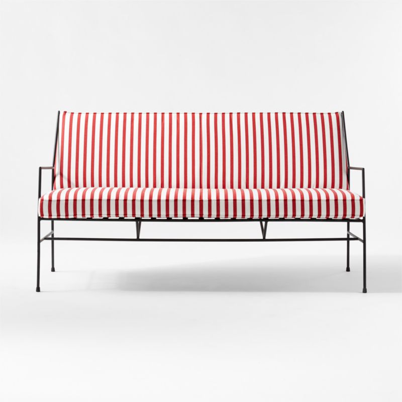 Pavilion Black Metal Outdoor Sofa with Striped Sunbrella Cushions Model 6490 by Paul McCobb - image 3 of 8