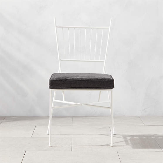 Pavilion Ivory Armless Outdoor Dining Chair with Ivory Sunbrella