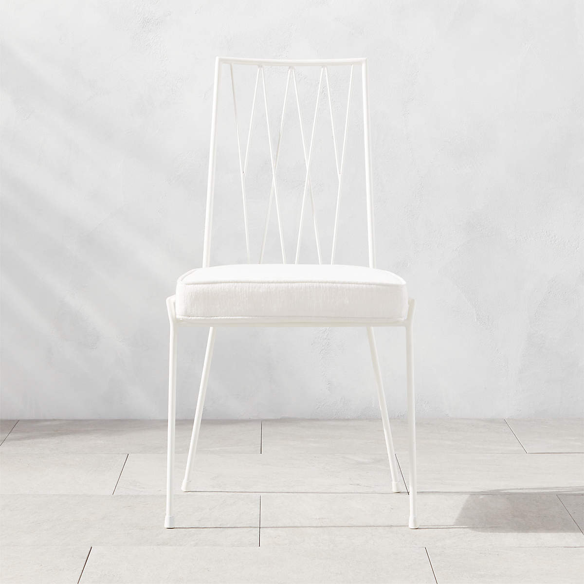 Pavilion Ivory Armless Outdoor Dining Chair with Ivory Sunbrella Cushion Model 6150 Set of 2