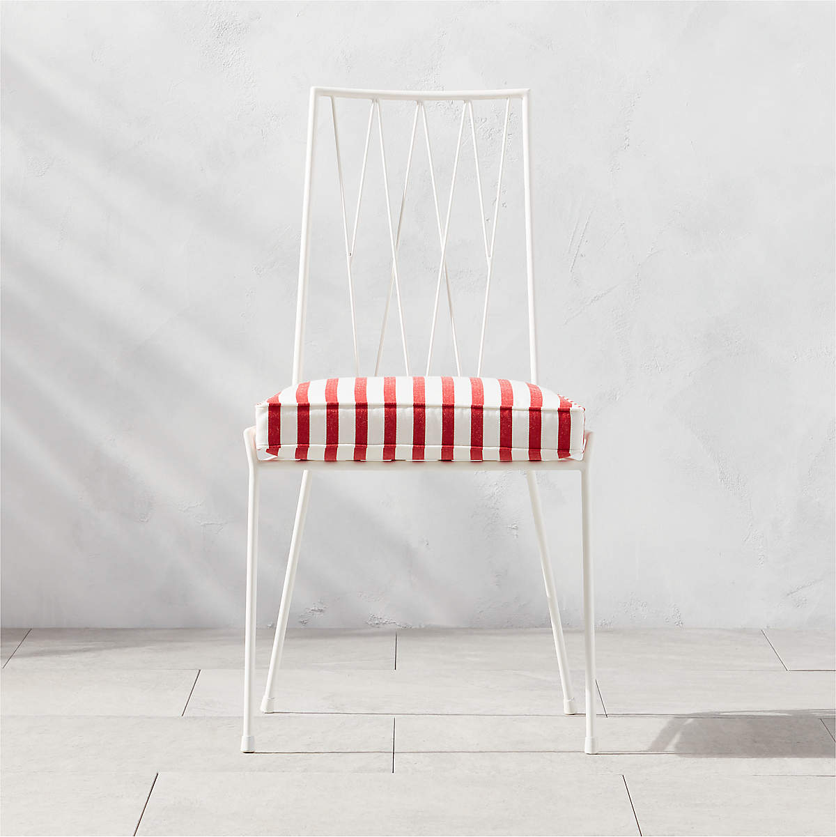 Pavilion Ivory Armless Outdoor Patio Dining Chair With Striped