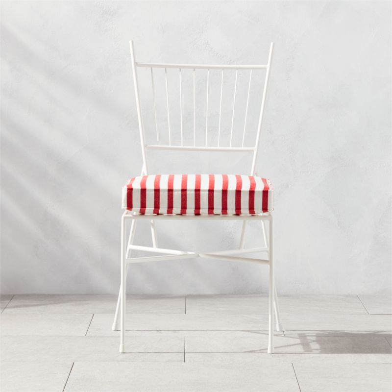 Pavilion Ivory Armless Outdoor Patio Dining Chair with Striped
