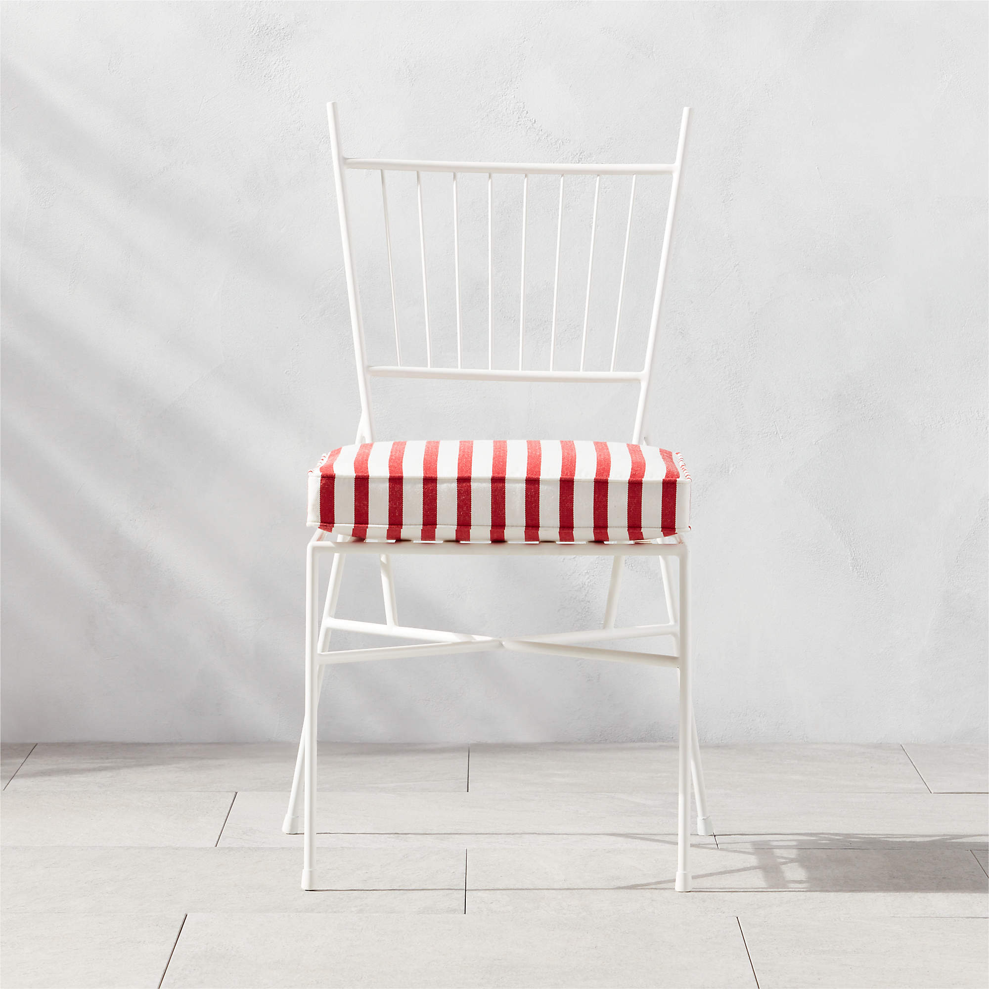 Pavilion Ivory Armless Outdoor Patio Dining Chair with Striped