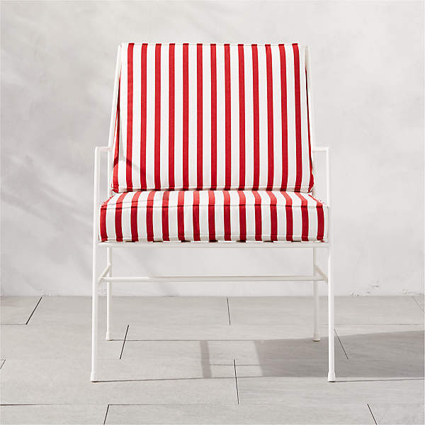 Græsse Sammenhængende Final Pavilion Ivory Metal Modern Outdoor Lounge Chair with Striped Cushion Model  6471 | CB2