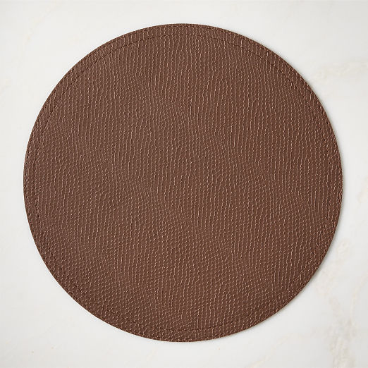 Python Brown Faux Leather Round Placemat