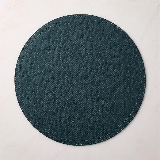 Python Dark Green Faux Leather Round Placemat