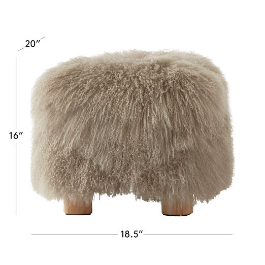 Bozzi Taupe Mongolian Sheepskin Ottoman