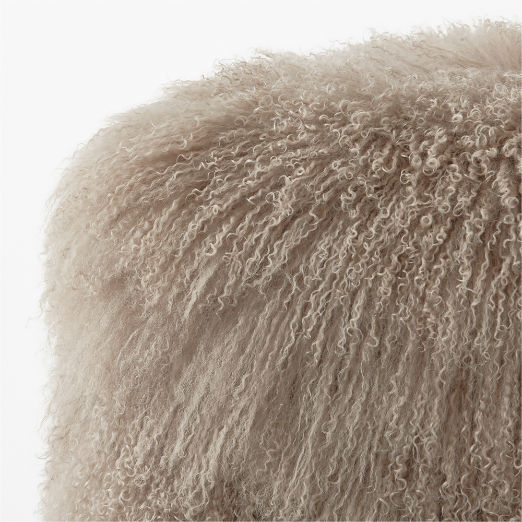 Bozzi Taupe Mongolian Sheepskin Ottoman