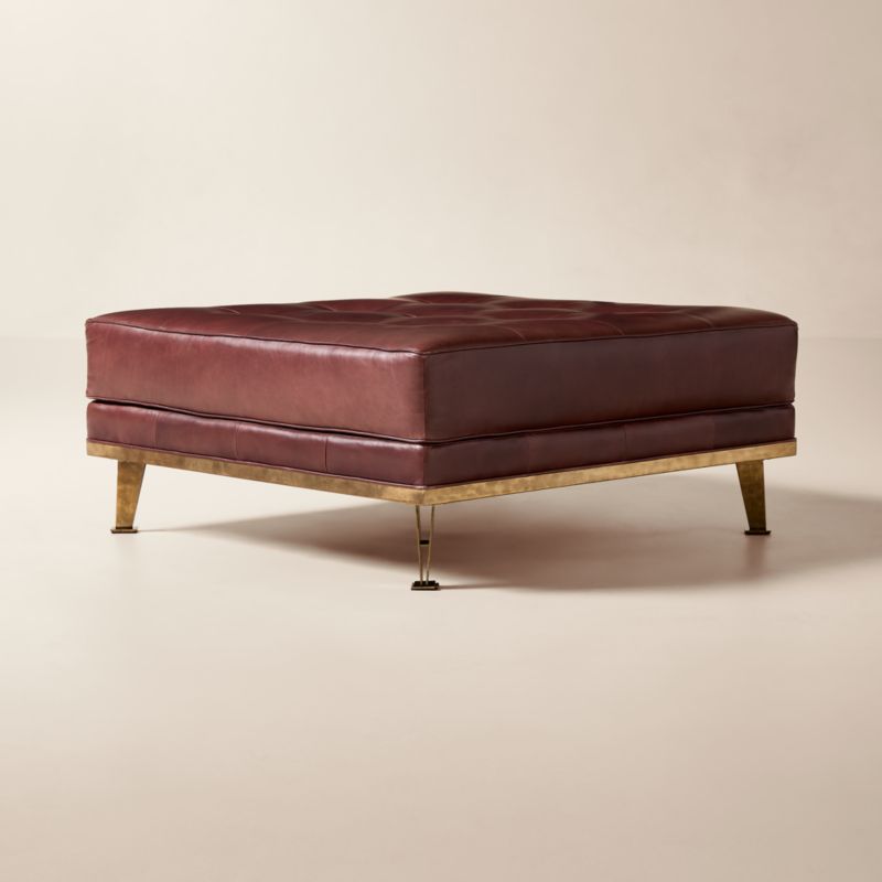 Itero Burgundy Leather Ottoman - image 2 of 5