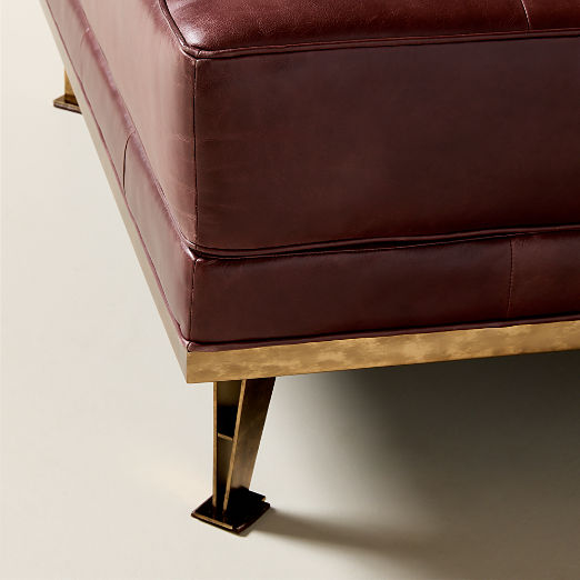 Itero Burgundy Leather Ottoman