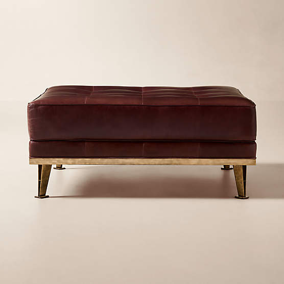 Itero Burgundy Leather Ottoman