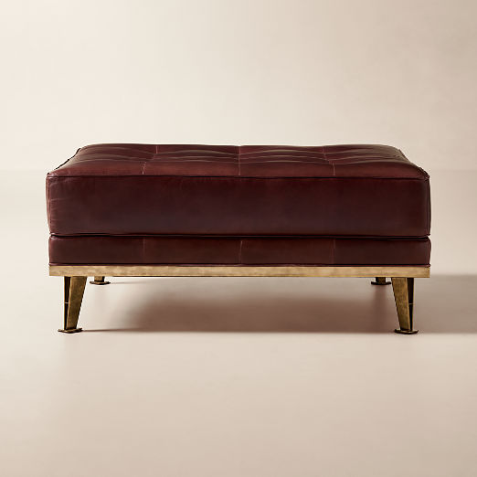 Itero Burgundy Leather Ottoman