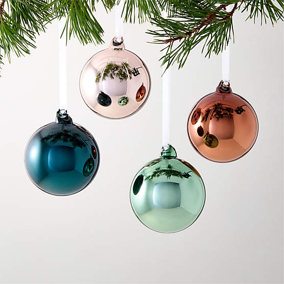 Radiant Round Metallic Multicolor Christmas Tree Ornaments Set of 4