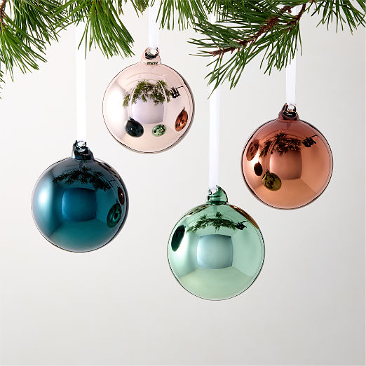Radiant Round Metallic Multicolor Christmas Tree Ornaments Set of 4