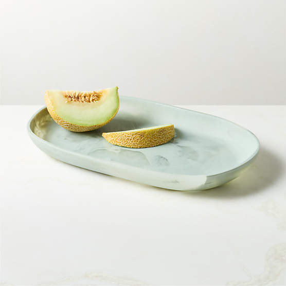 Radley Oval Light Teal Swirl Resin Serving Platter