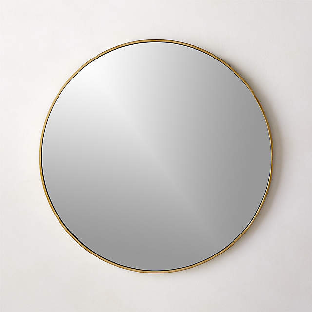 Rafe Round Polished Brass and Ivory Shagreen Wall Mirror 24