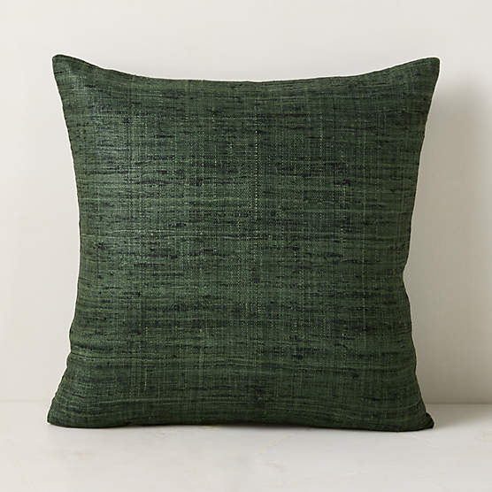 Raj Green Silk Throw Pillow with Down-Alternative Insert 20"x20"