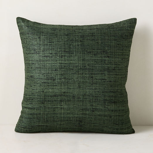 Raj Green Silk Throw Pillow with Feather-Down Insert 20"x20"
