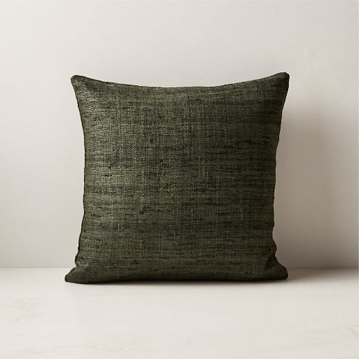 Raj Green Silk Throw Pillow with Down-Alternative Insert 16''