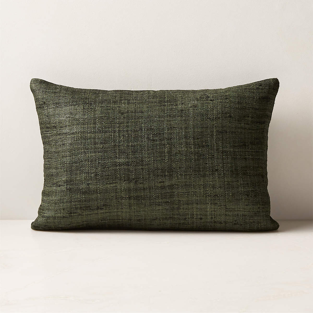 Raj Green Silk Throw Pillow with FeatherDown Insert 18''x12