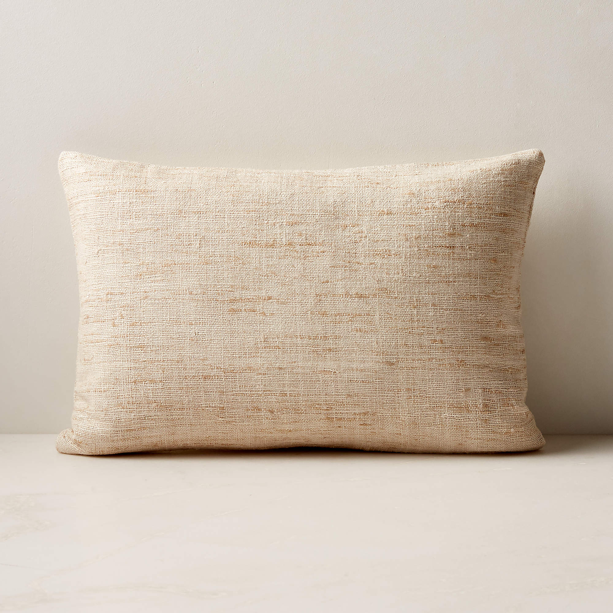 Raj White White Silk Throw Pillow with DownAlternative Insert 18''x12