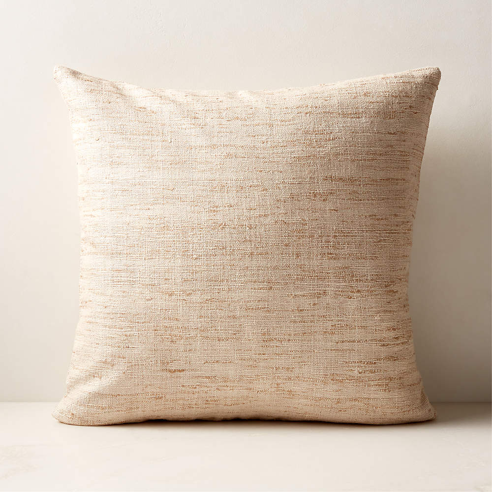 Raj White White Silk Throw Pillow with Feather-Down Insert 20'' +