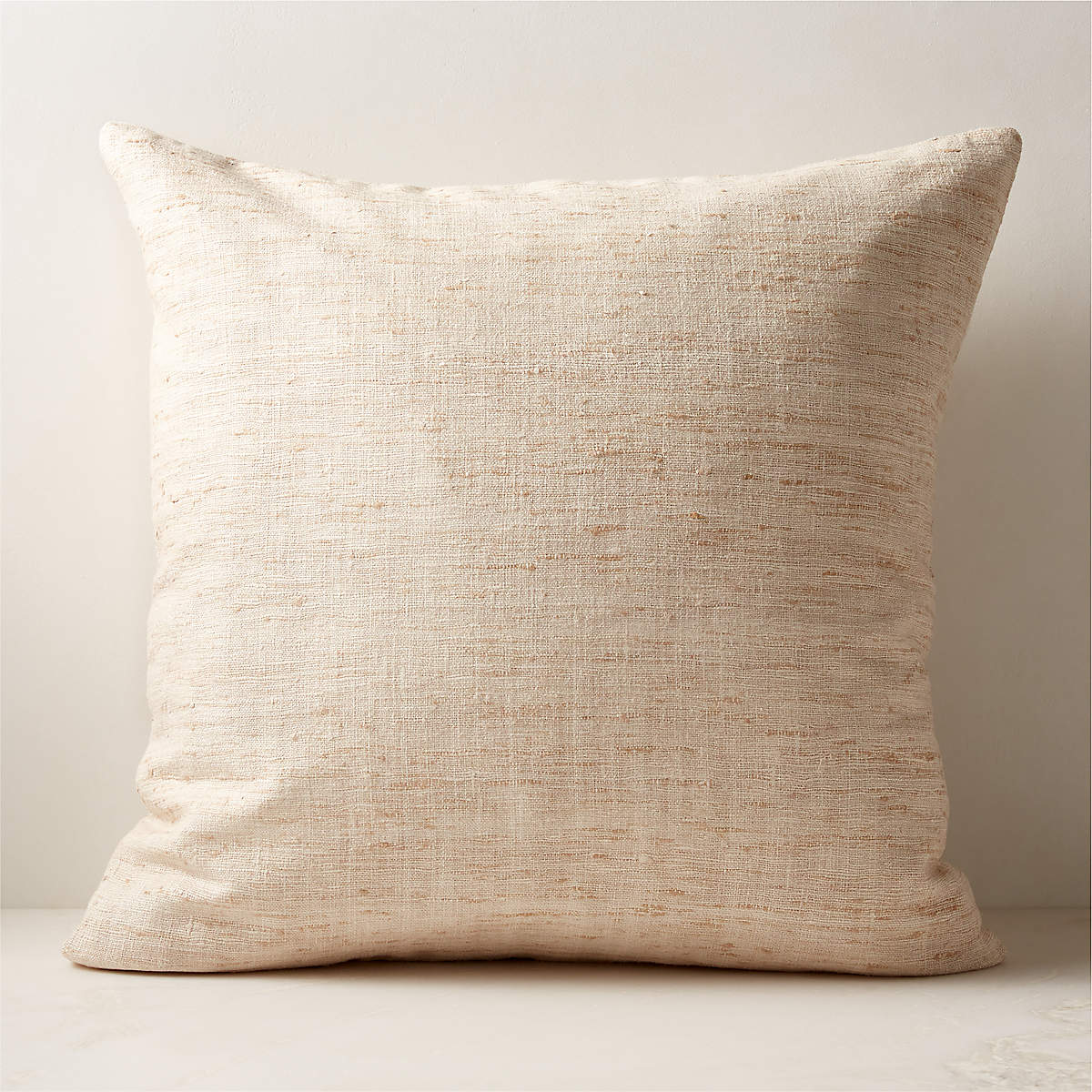 Raj White White Silk Throw Pillow with FeatherDown Insert 26'' + Reviews CB2