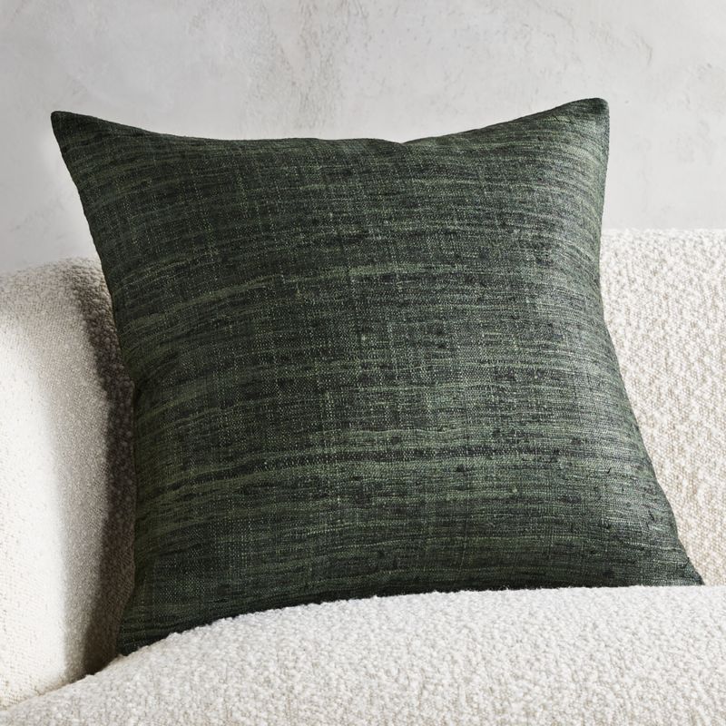 View Raj Green Silk Throw Pillow with Down-Alternative Insert 20"x20" details