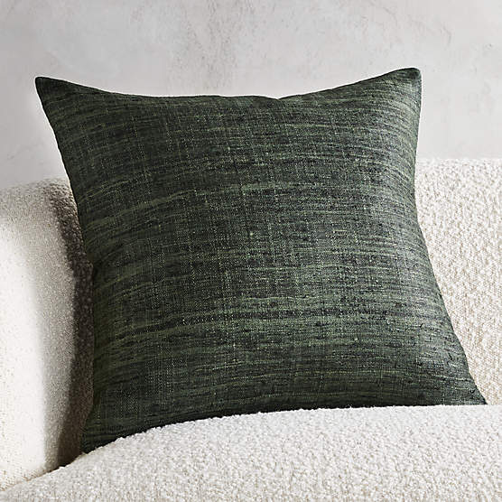 Raj Green Silk Throw Pillow with Down-Alternative Insert 20"x20"