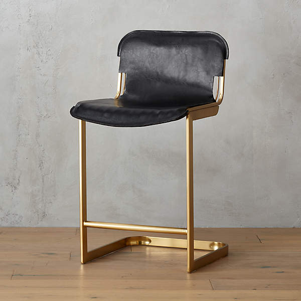 brass and leather counter stools