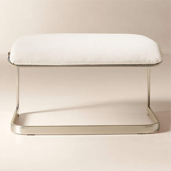 Rake Off-White Fabric Ottoman by Kravitz Design
