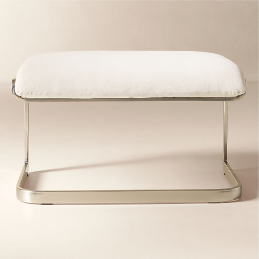 Rake Off-White Fabric Ottoman by Kravitz Design