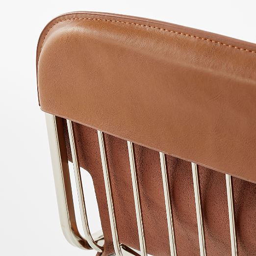 Rake Brown Leather Counter Stool by Kravitz Design